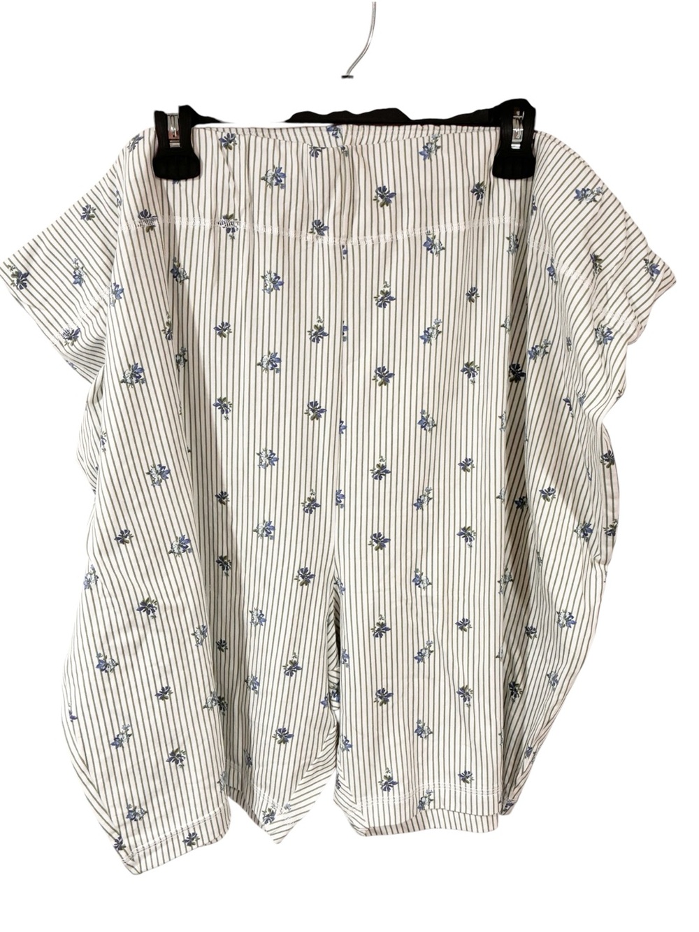 Cacique Blue White Pin Stripe Micro Floral Sleep Shorts Size 34/36